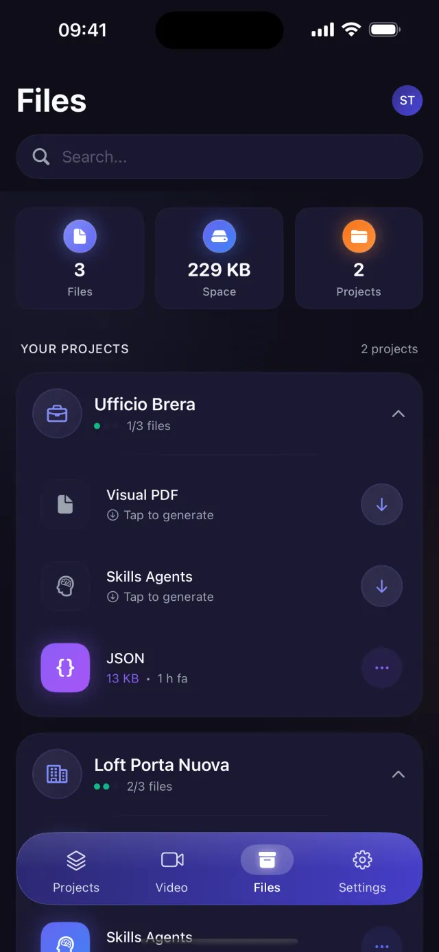 Every export in one place, Visual PDF, Agent Skill and JSON, for people and for AI.