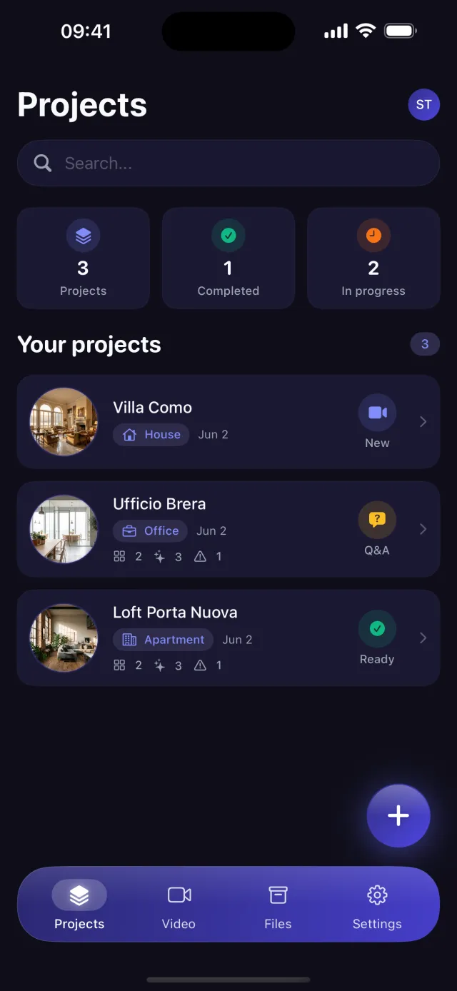 All your spaces, organized, One profile per property, always up to date.